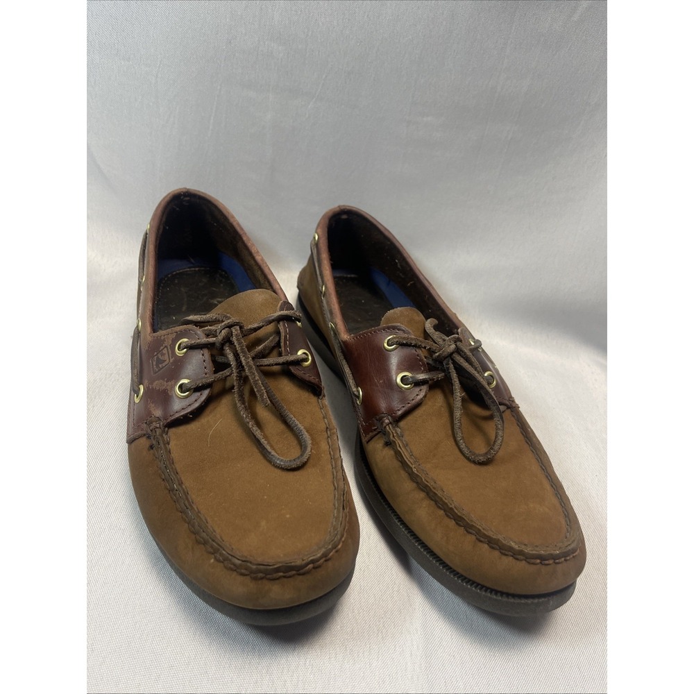 Mens Brown Leather Sperry Authentic Original 2-Eye Boat Shoes Size 10.5